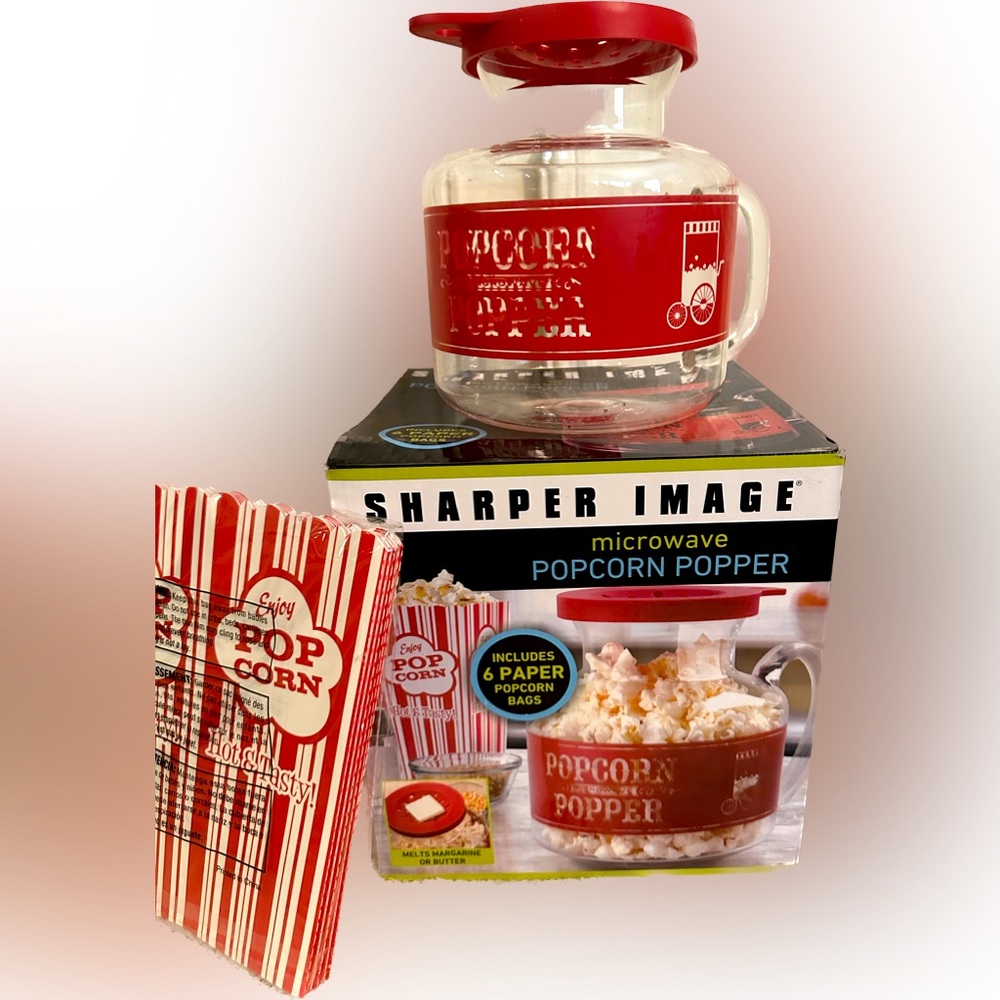 SHARPER IMAGE MICROWAVE POPCORN POPPER MOVIE NITE NIGHT 6 PAPER HOLDERS BOXES